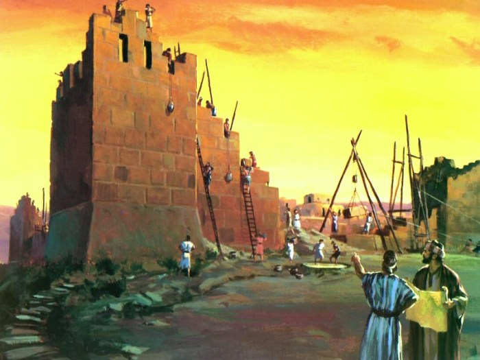 The thematic focus of nehemiah is rebuilding the temple.